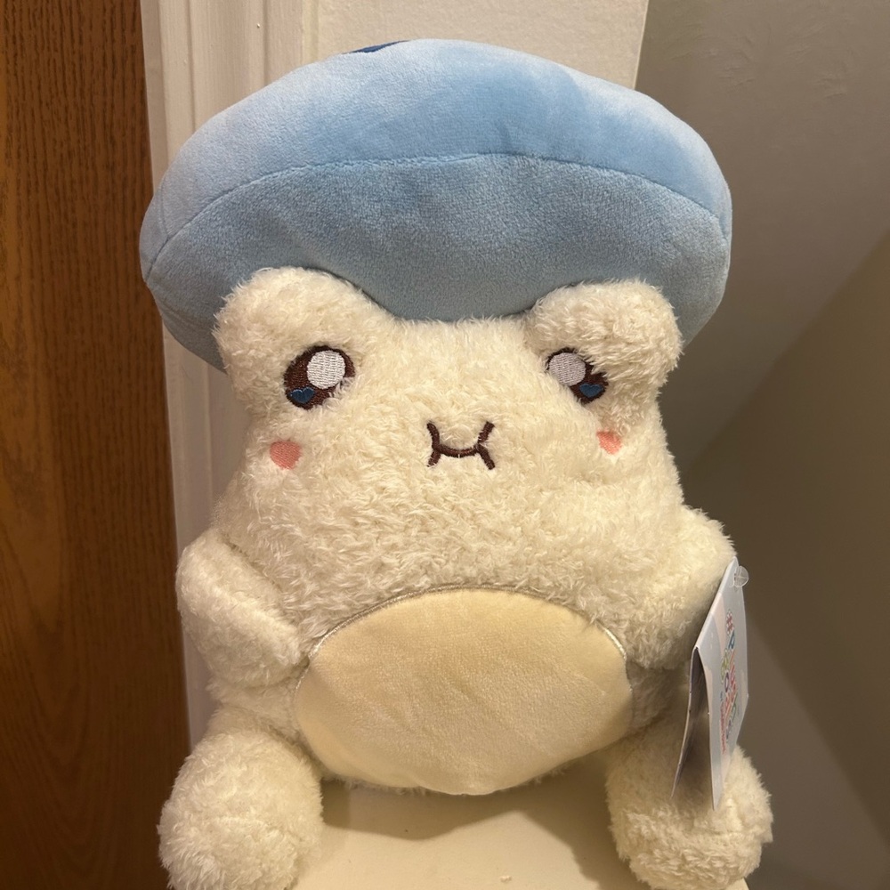 Plush Frog with Blue Hat Mushroom